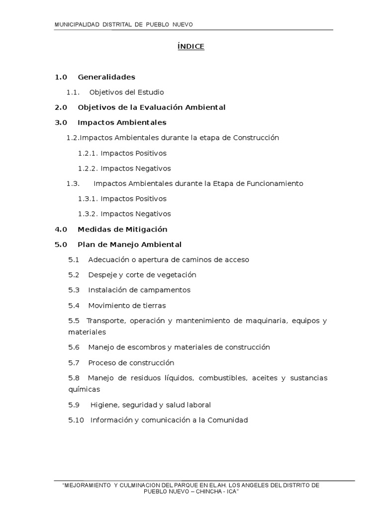 Estudio de Impacto Ambiental Parque Los Angeles | PDF | Degradación ...
