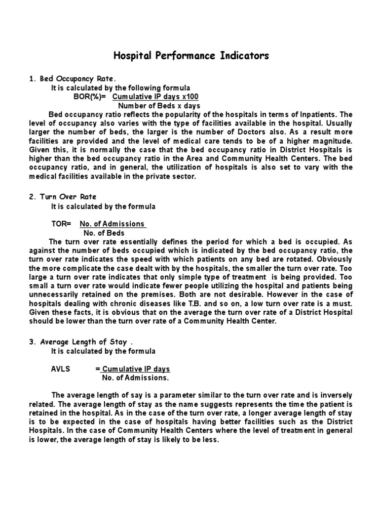 Hospital Performance Indicators PDF Patient Hospital