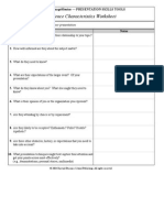 Audience Characteristics Worksheet: Use This Worksheet As You Prepare Your Presentation