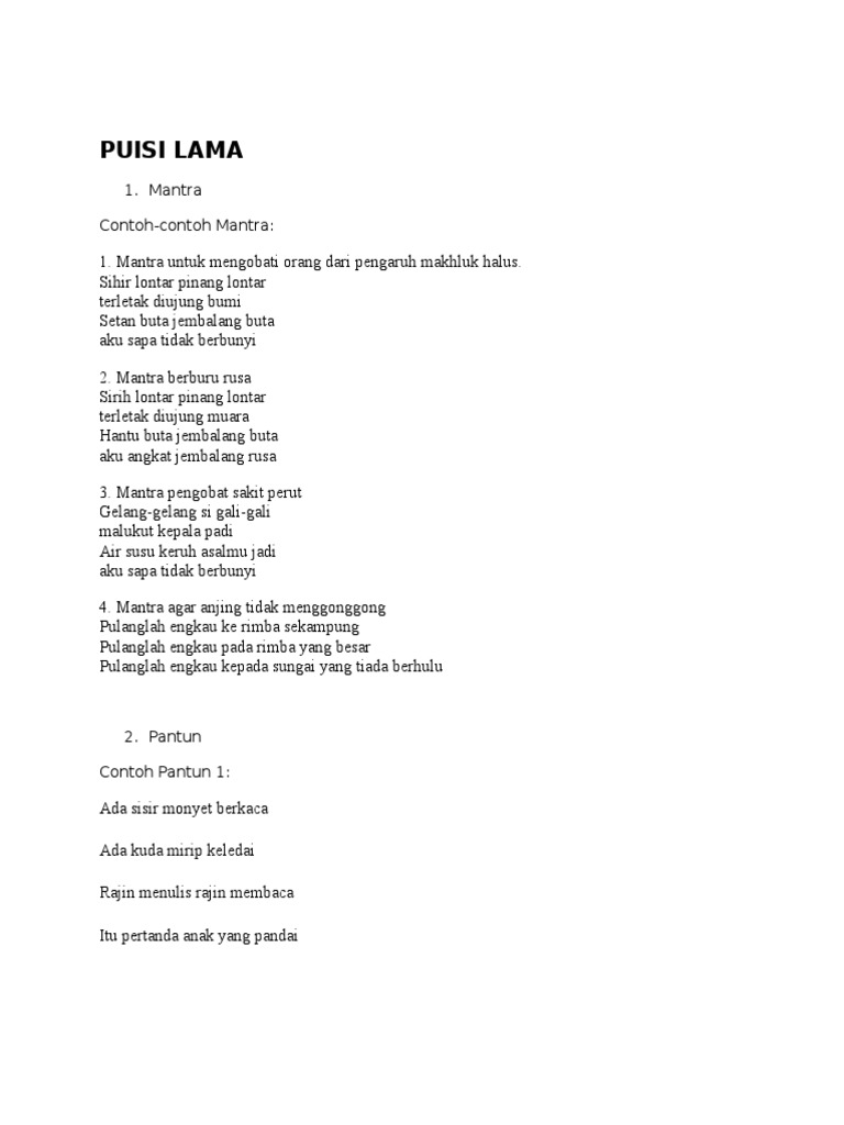 Contoh Puisi Lama Mantra Kumpulan Teks Ceramah Kultum Contoh Puisi Lama Mantra Kumpulan Teks Ceramah Kultum