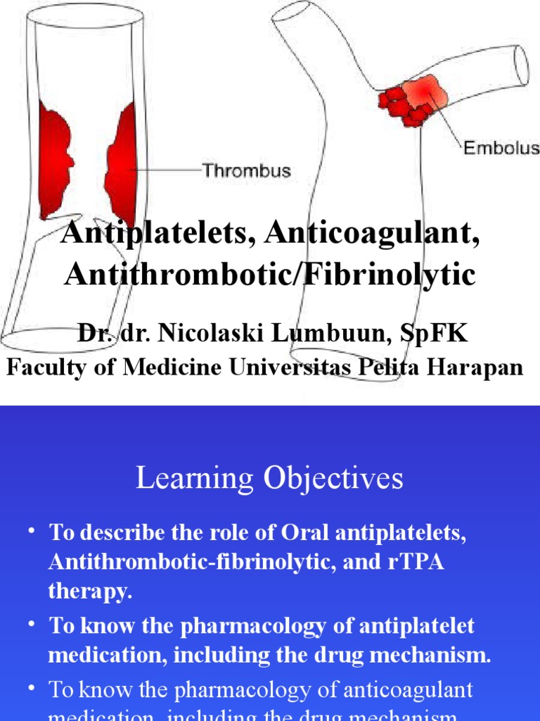 Antiplatelet and Anticoagulant Overview | PDF | Coagulation | Thrombosis