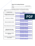 End of Diploma Evidence For Learning Outcomes