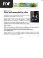 CM - Violência nas escolas Maioria diz que pais têm culpa