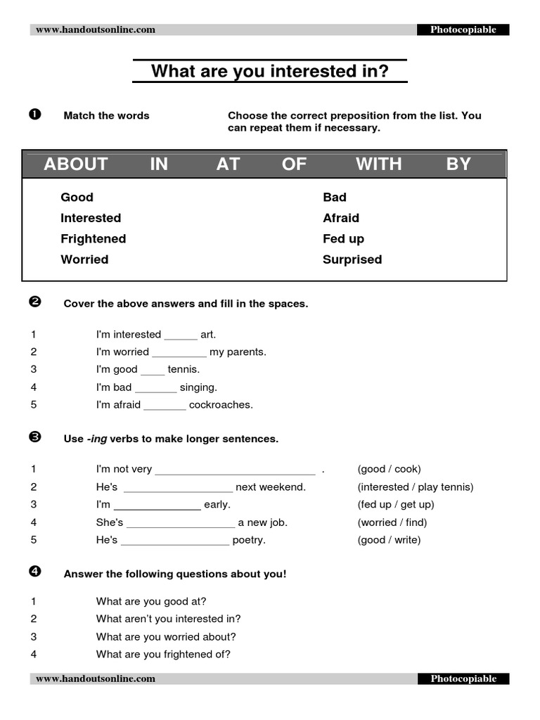 What Are You Interested In?: IN AT OF With BY | PDF