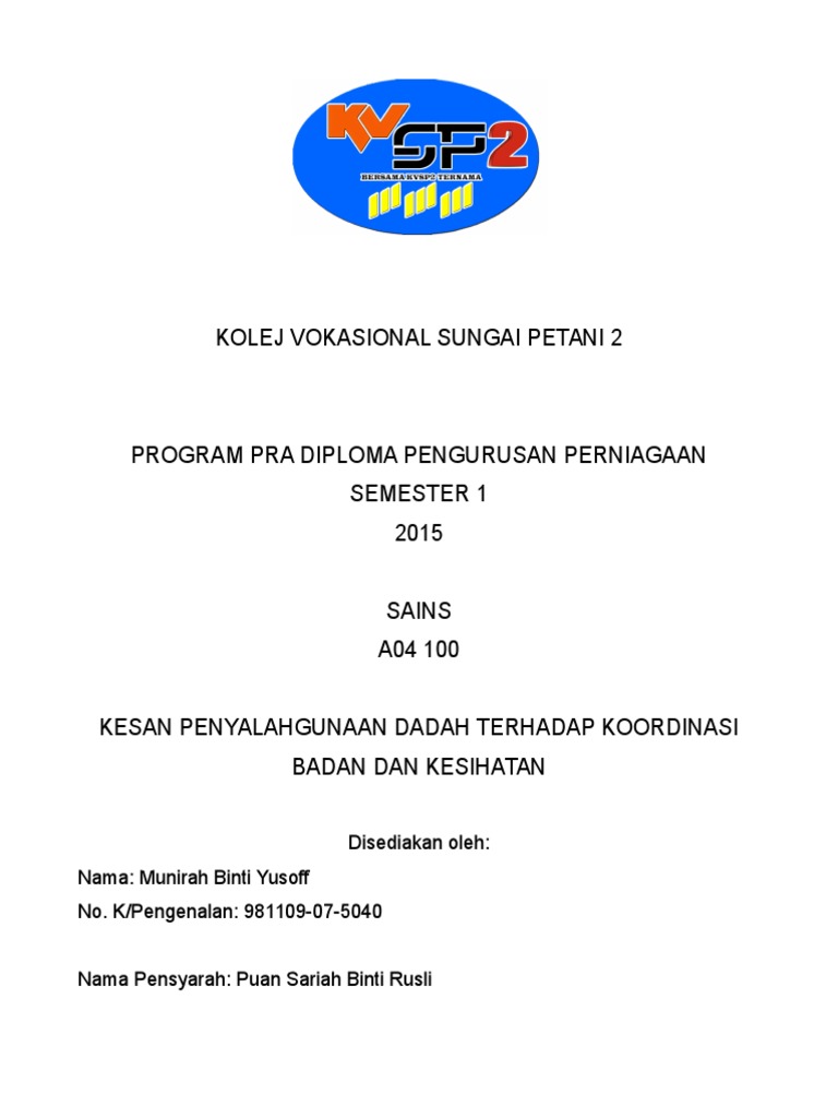 Kesan Penyalahgunaan Dadah Sains Pdf