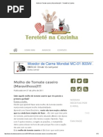 Molho de Tomate Caseiro (Maravilhoso)!!!! - Teretetê Na Cozinha