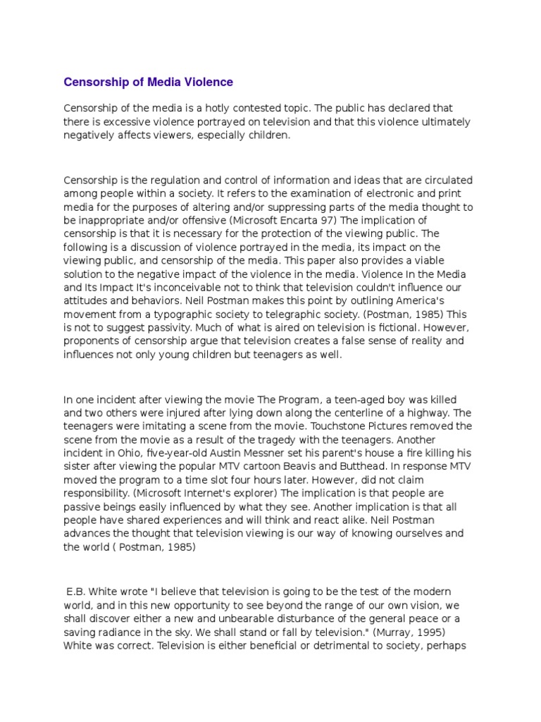 Media Censorship Essay | WOW Essays