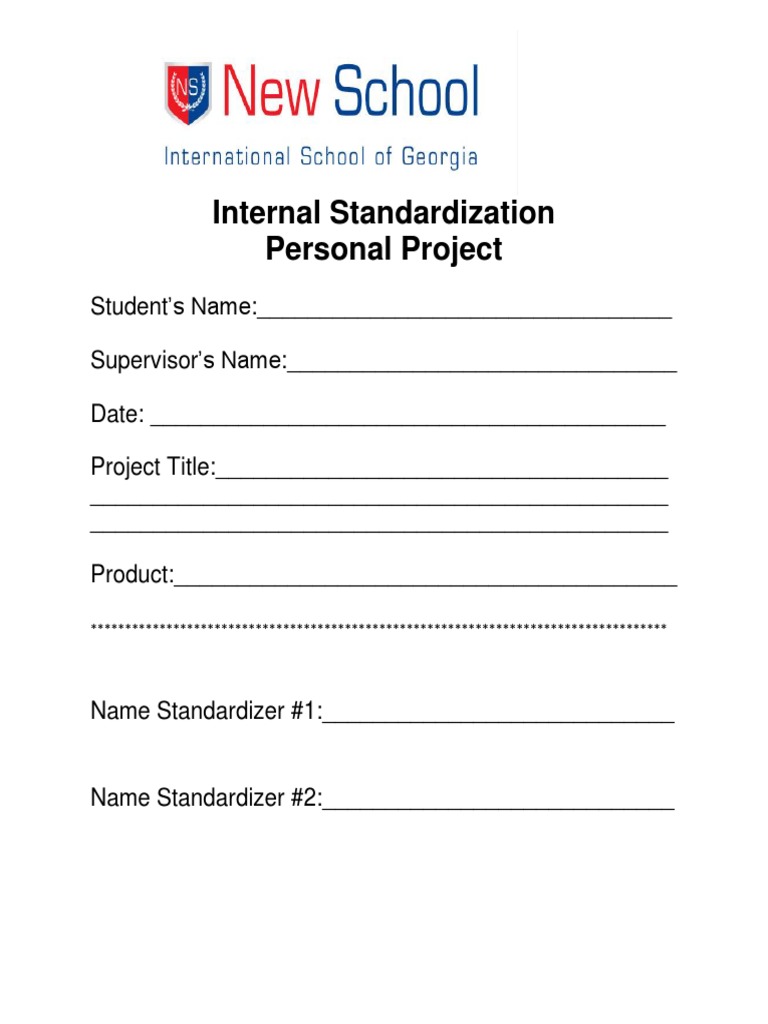 Mar 2015 Internal Standardization Form | PDF | Goal | Evaluation