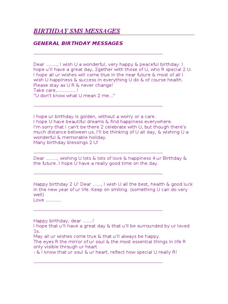 sms for birthday wishes