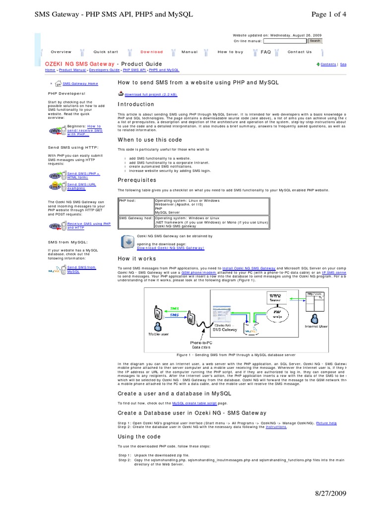 PHP MySQL SMS Application PDF | PDF | Short Message Service | Php