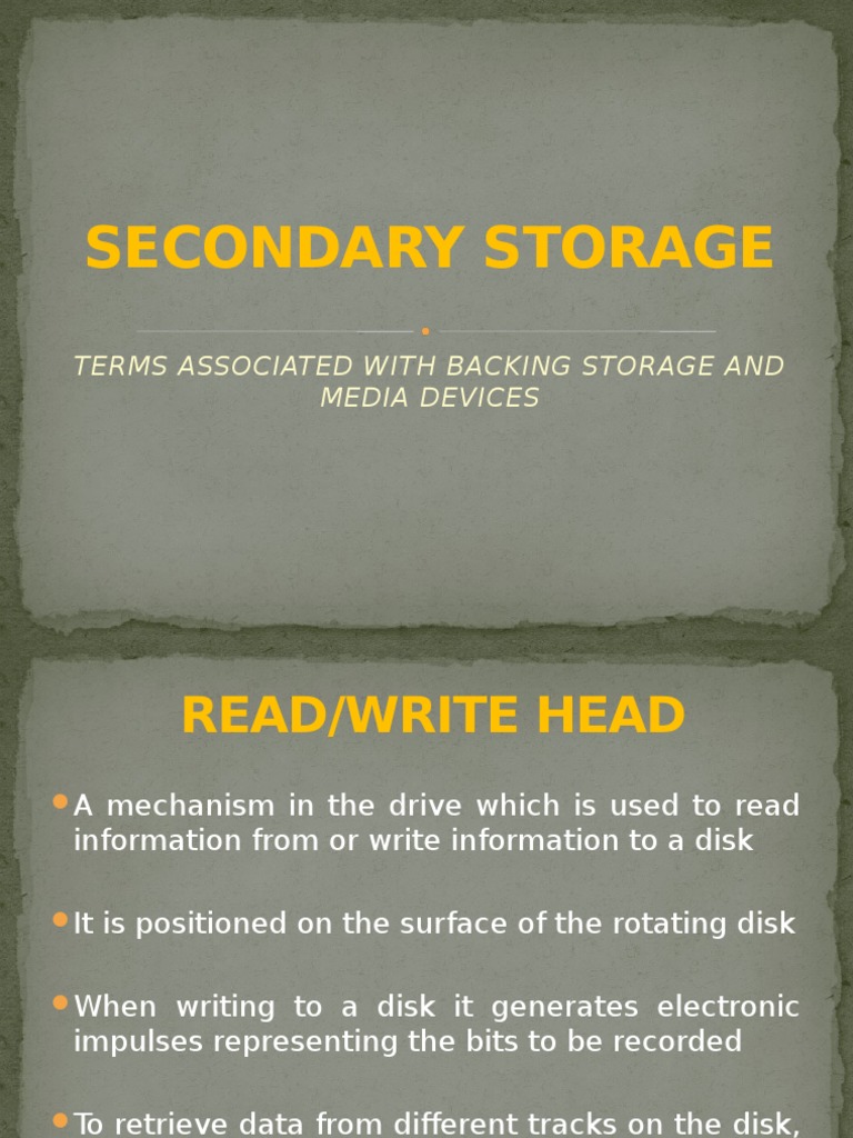 Secondary Storage Terminology 2005 PDF Disk Storage Computer Data