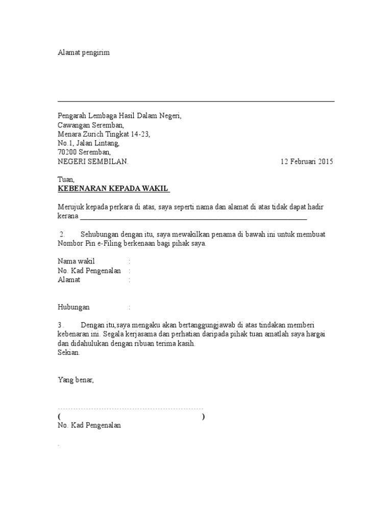 Surat Wakil Kebenaran 2 Pdf