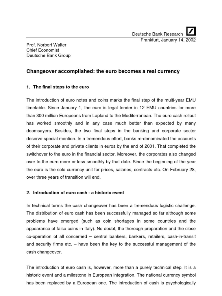 Deutsche Bank Research Frankfurt, January 14, 2002 PDF Deutsche Mark Euro