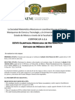 Convocatoria Olimpiada Mexicana de Matematicas Estado de Mexico