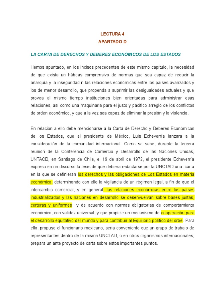 La Carta de Los Derechos y Deberes Económicos de Los Estados ...