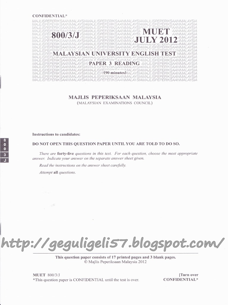 Reading Muet July 2012 | PDF