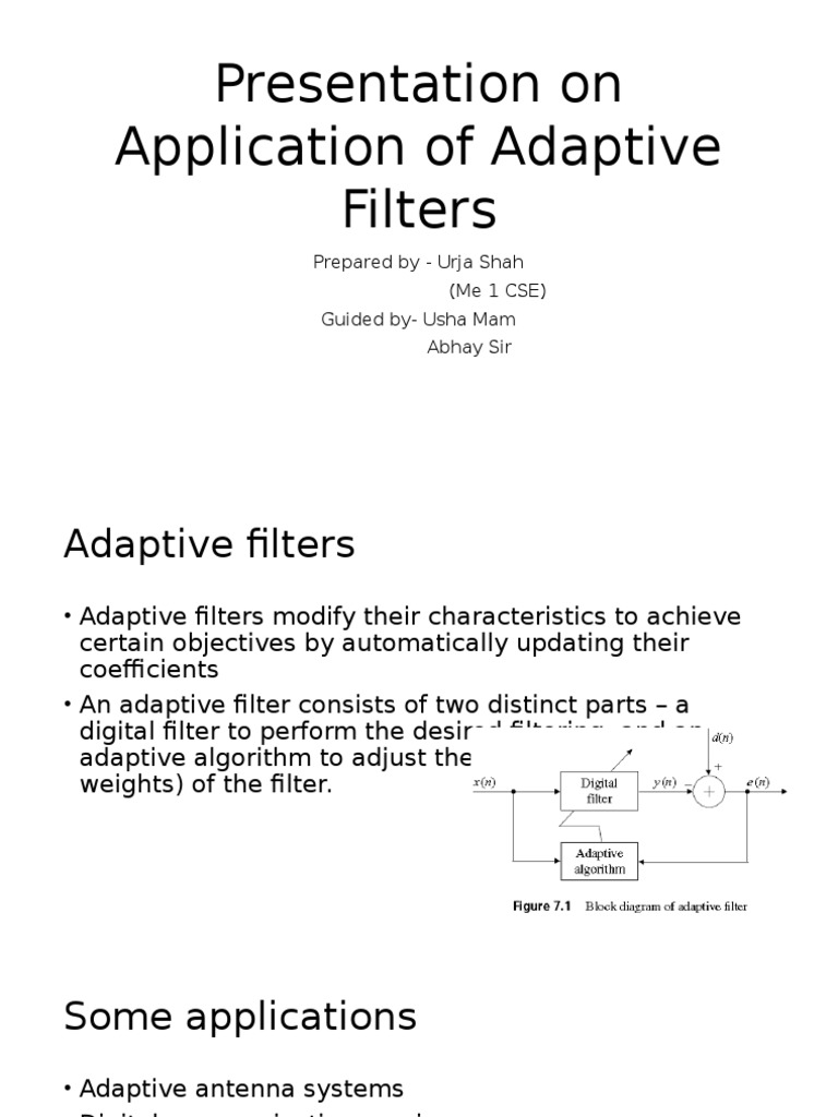Application of Adaptive Filters | PDF
