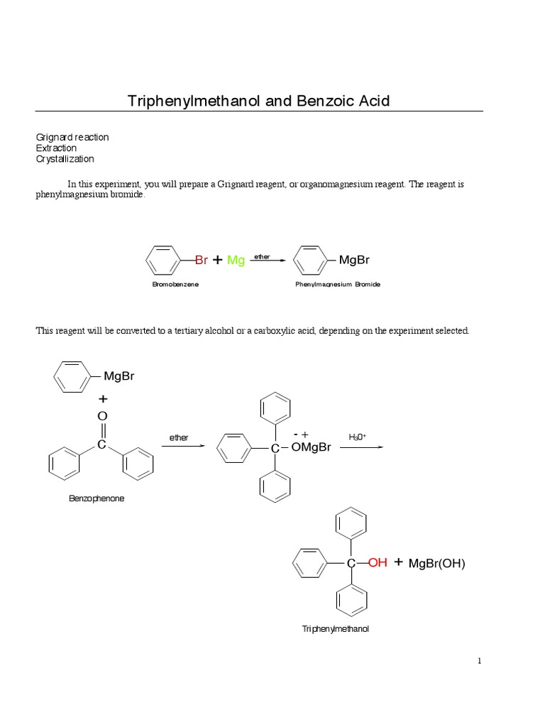 Grignard synthesis of triphenylmethanol theoretical yield image