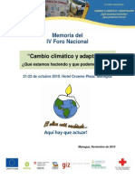 Memoria IV Foro Nacional de Cambio Climático, Nicaragua, 2010