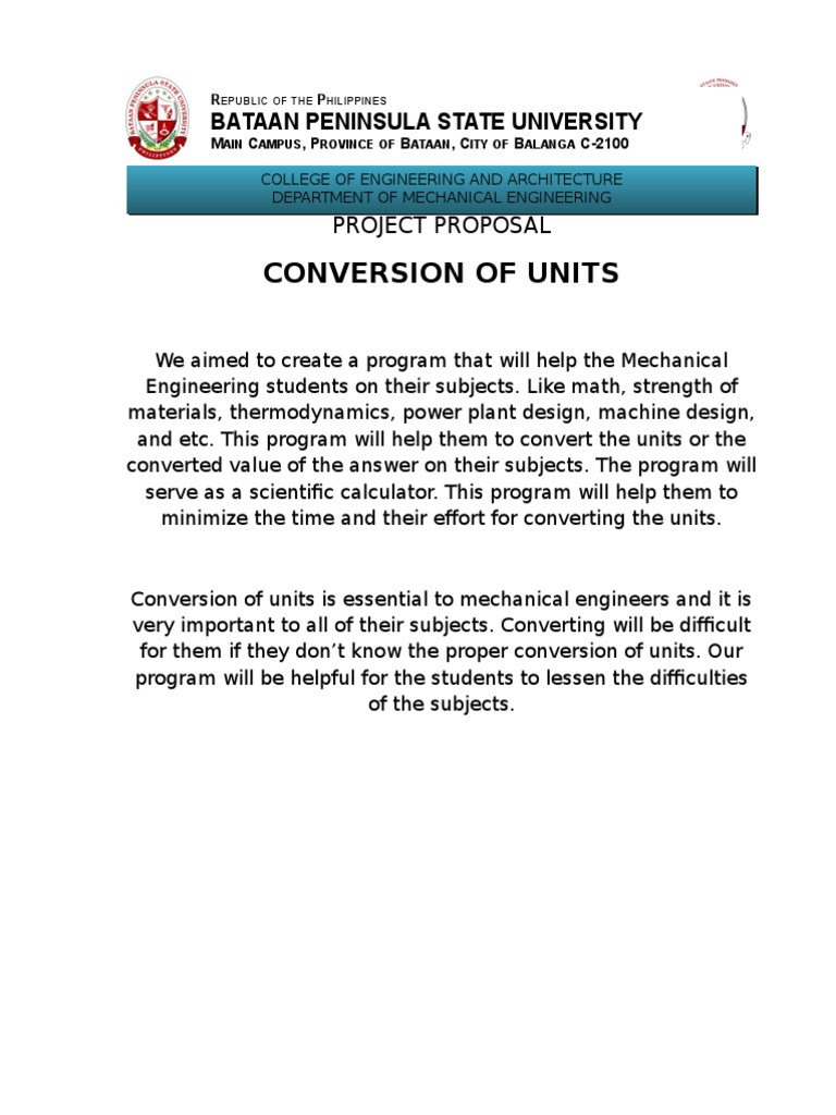 Unit Conversion Program Proposal | PDF | Physics | Science And Technology