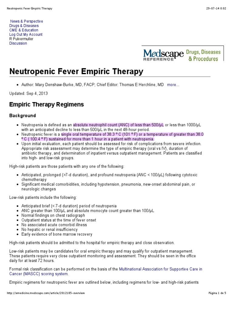 Neutropenic Fever Empiric Therapy Drugs Health Care