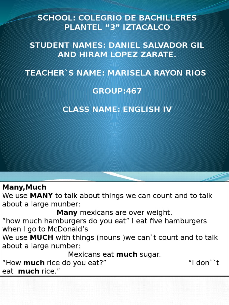 Many vs. Much in English Grammar | PDF
