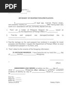 Affid of Mutilation For Passport