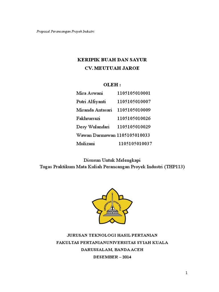 Proposal Keripik Sayur Dan Buah