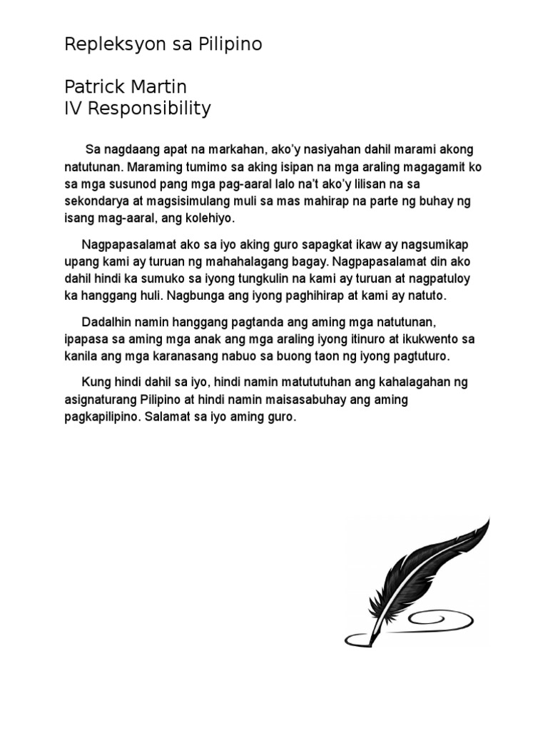 Repleksyon Sa Pilipino | PDF