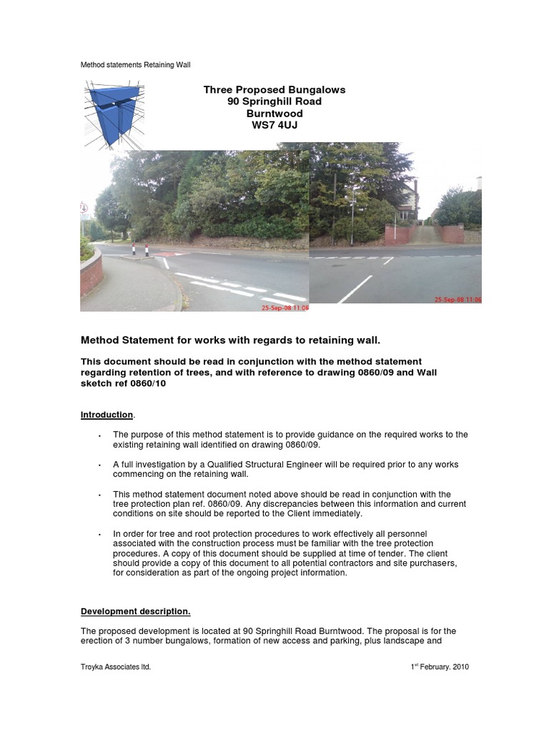 Retaining Wall Method Statement Guide | PDF | Wall | Trees