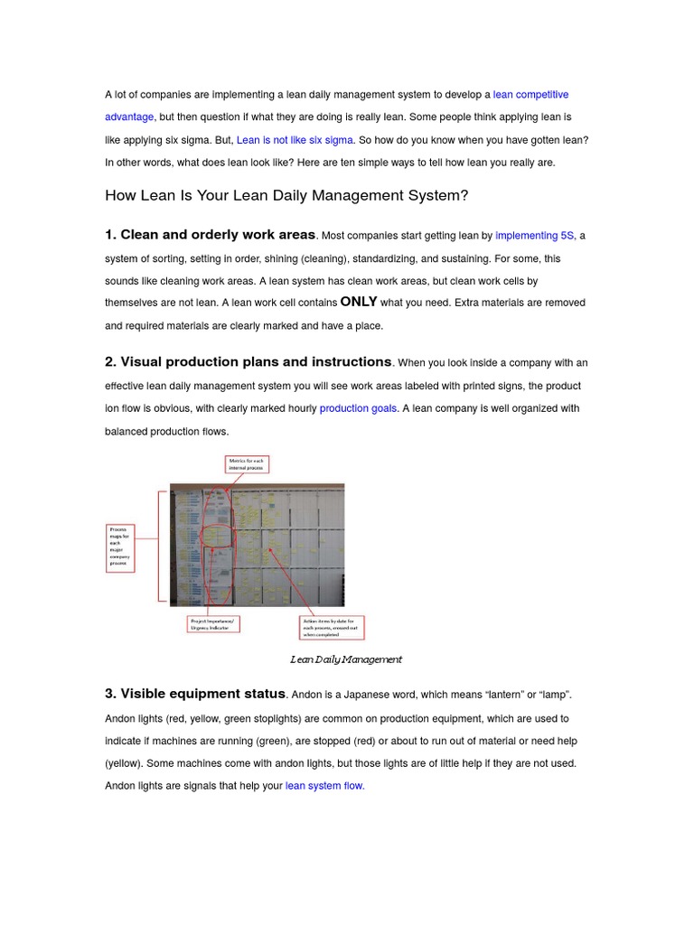 Evaluating Lean Daily Management Systems | PDF | Lean Manufacturing ...