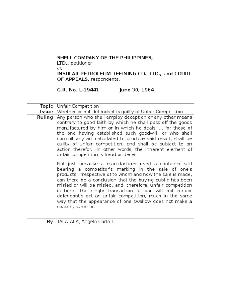 Shell Company vs. Insular Petroleum | PDF