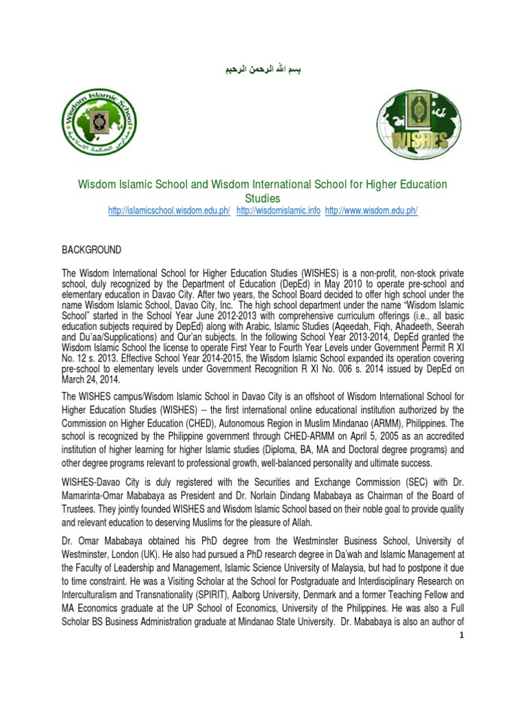 Overview Of The Wisdom International School For Higher Education