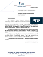 Courrier au President Du Conseil Constitutionnel par les candidats FN/RBM du canton "Lot & Palanges"