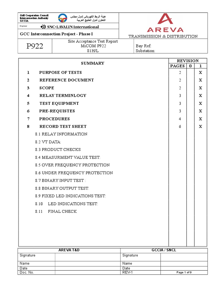 GCCIA Relay Test Report | PDF | Relay | Electrical Substation