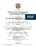 El Servicio Nacional de Aprendizaje SENA: Julian David Mejia Garces