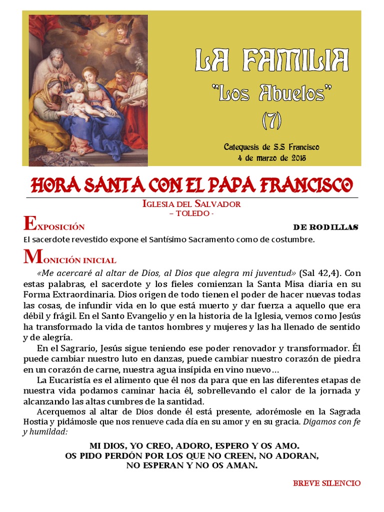 HORA SANTA CON EL PAPA. La Familia. Los Abuelos PDF eucaristía Vejez