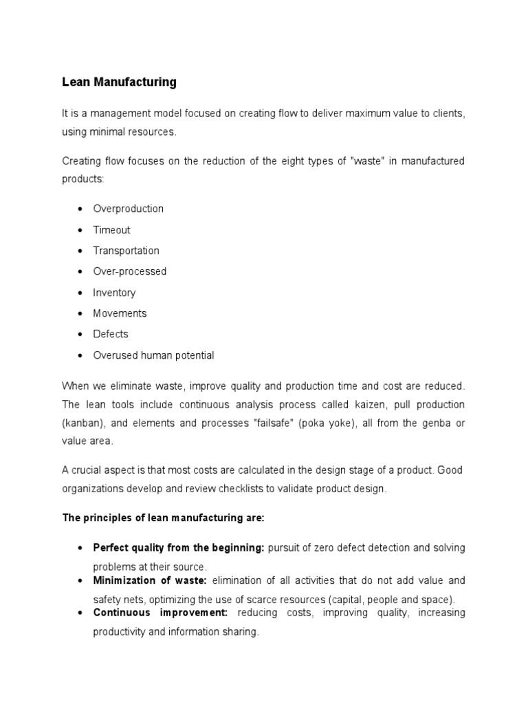 Lean Manufacturing Overview and Benefits | PDF | Lean Manufacturing ...
