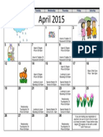 April 2015: Sunday Monday Tuesday Wednesday Thursday Friday Saturday