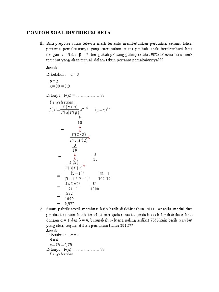 Distribusi Beta Contoh Soal