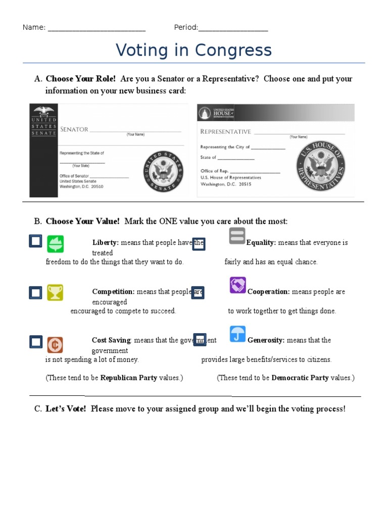 Voting in Congress Game | PDF