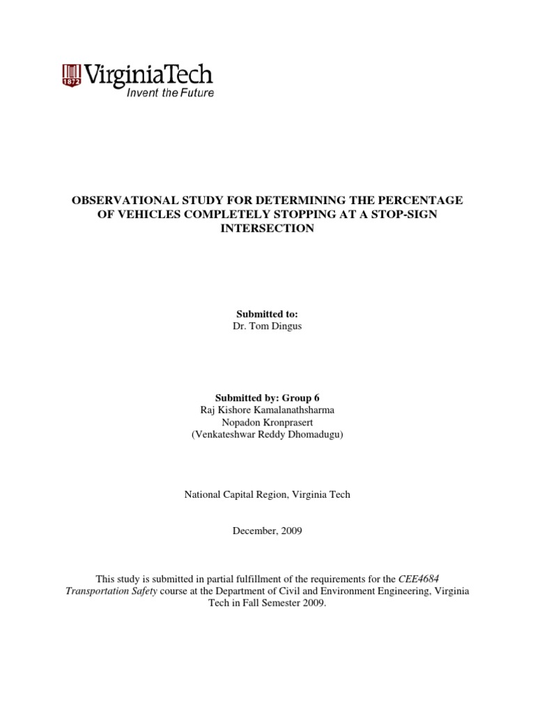Observational Study For Determining The Percentage of Vehicles ...
