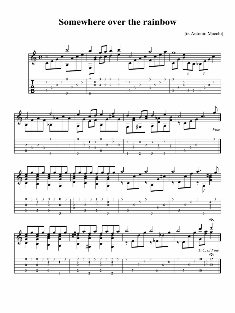 Somewhere over the rainbow classical guitar deals
