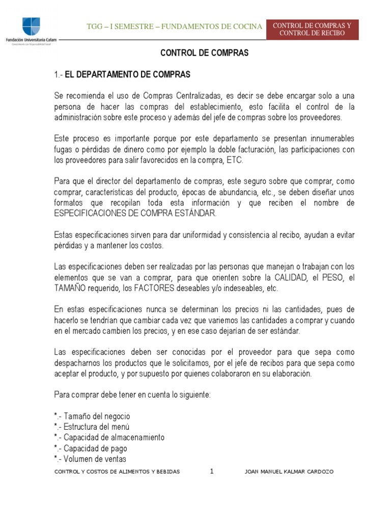 Control de Recibos de Compras en Cocina | PDF | Factura | Calidad ...