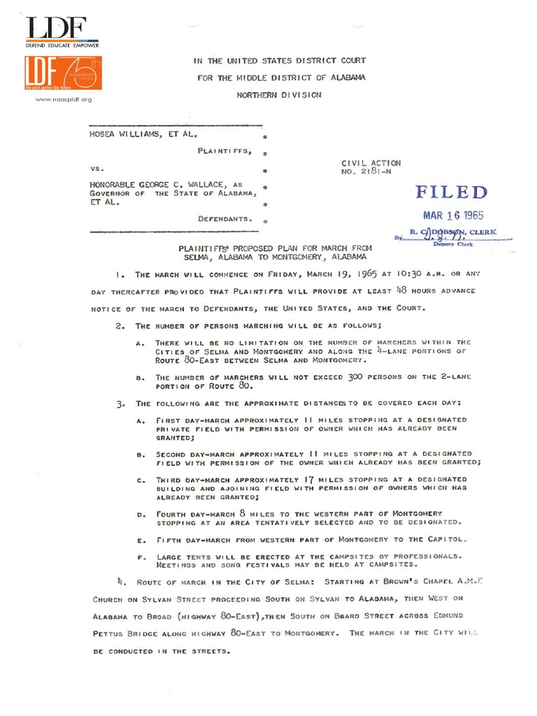 LDF Unveils Historic Legal Document That Pushed The March From Selma To ...