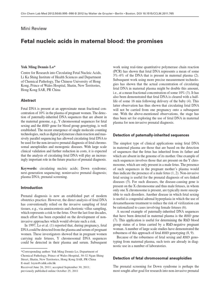 Fetal Nucleic Acids in Maternal Blood The Promises Mini Review PDF