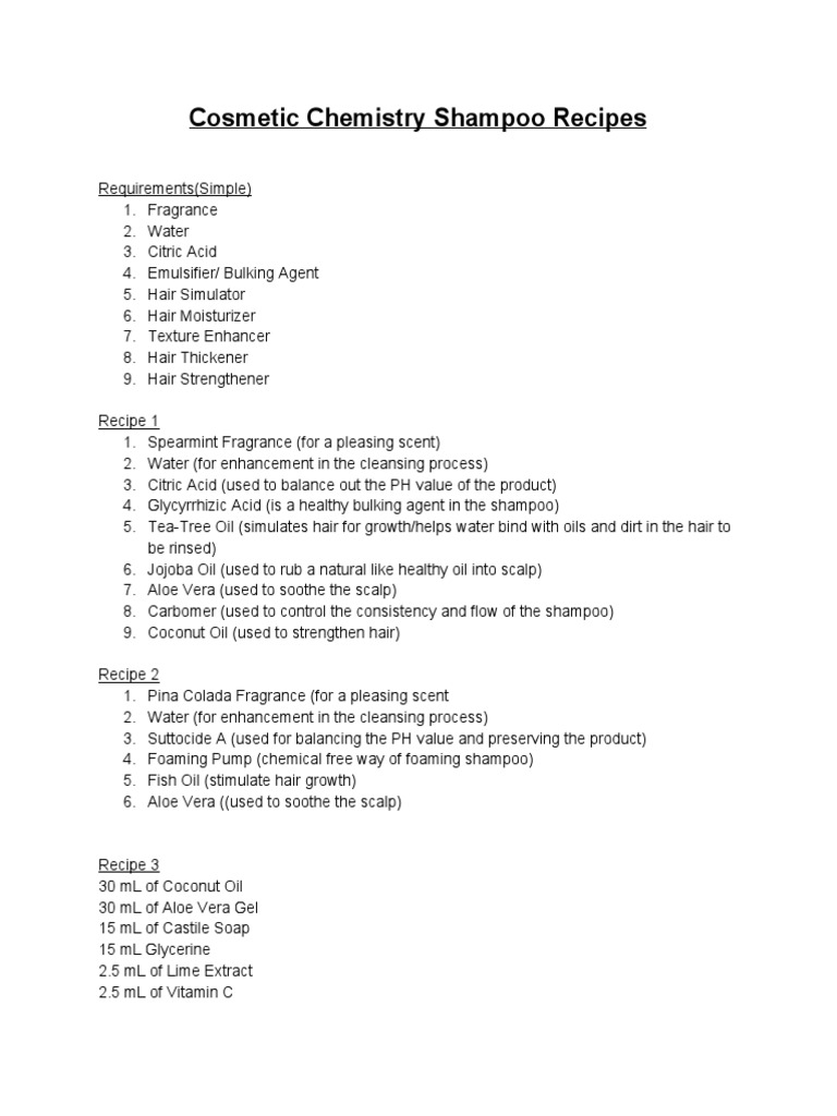 DIY Shampoo Formulation Recipes | PDF