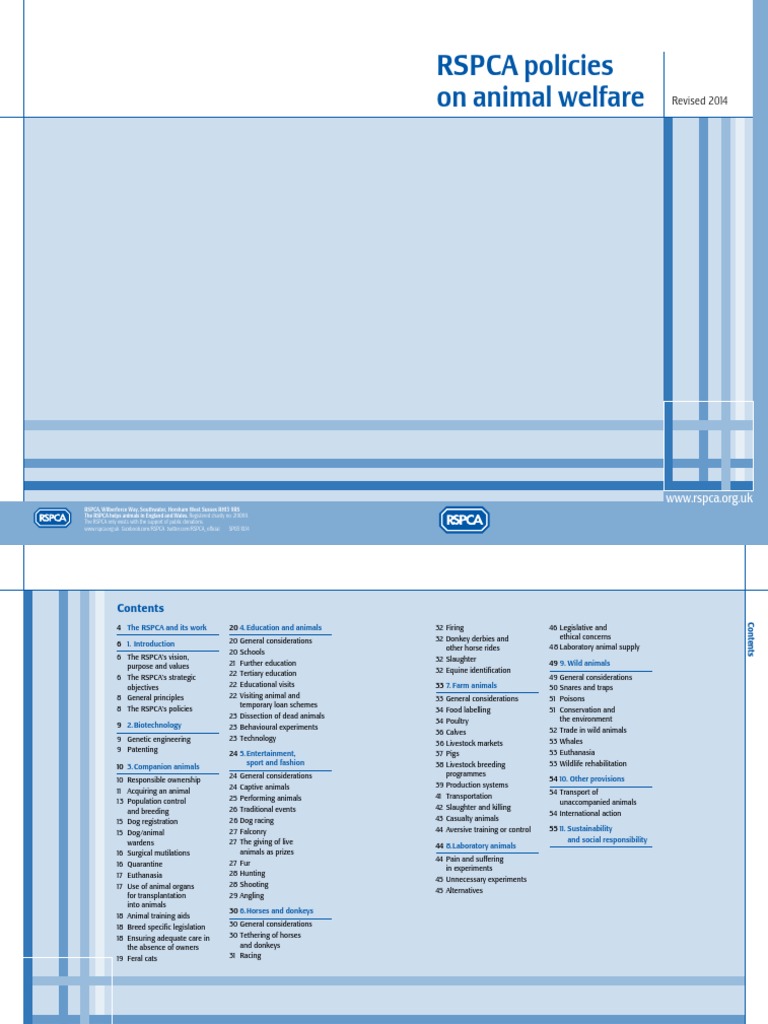 Rspca Policies  (2014) (4) Animal Welfare Pet