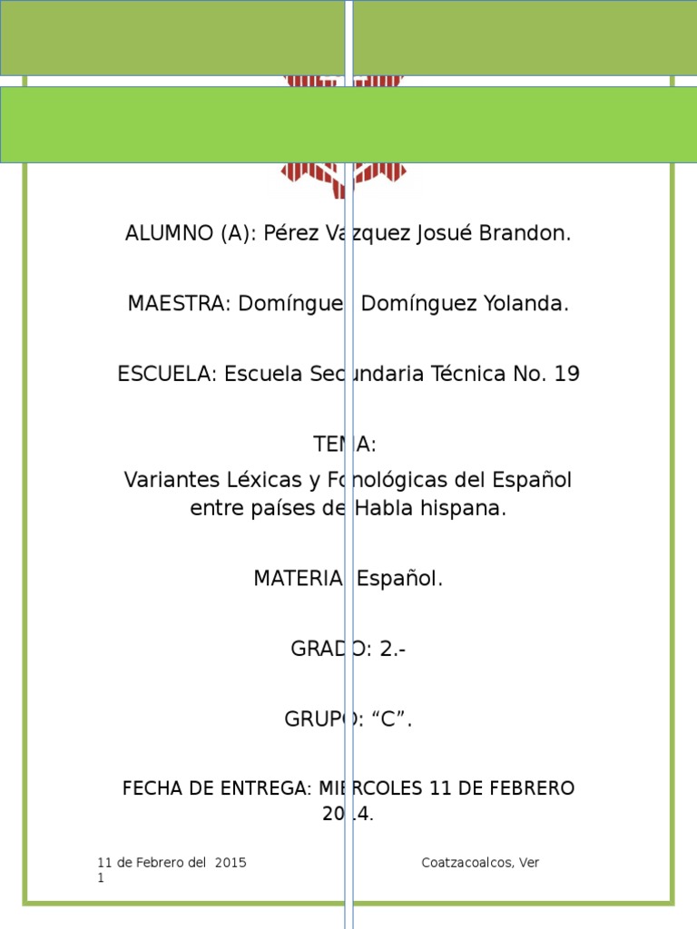 Variantes Léxicas y Fonológicas del Español | PDF | Fonema | Fonética