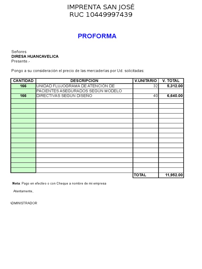 Modelo de Proforma | PDF